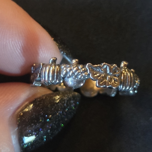 Dixi Autumn Is Calling Pumpkin & Acorn Boho Wreath Ring Sterling Silver - Picture 9 of 12